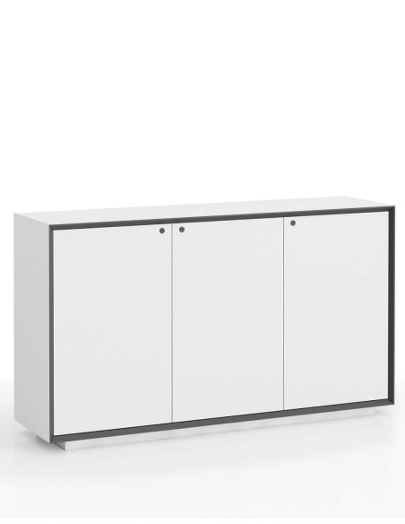 EDGE Series Chamfered Low Height 3 Door White Cabinet