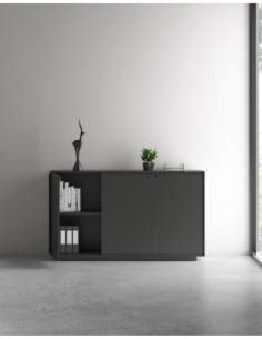 EDGE Series Chamfered Low Height 3 Door Dark Grey Cabinet