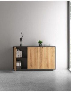 EDGE Series Chamfered Low Height 3 Door Dark Grey Cabinet 2