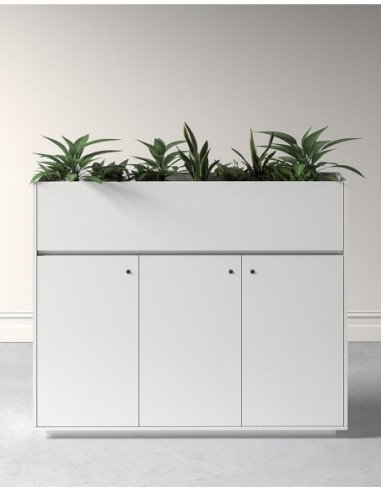 ECO Planter Cabinet White with Lockable Push Open Doors
