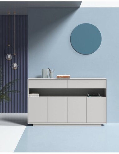 Edge Series Credenza White Medium Height Cabinet