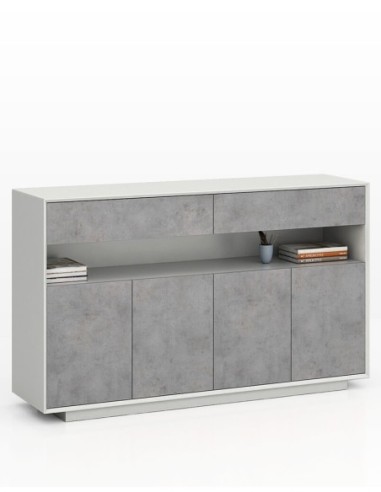 Edge Series Credenza White Medium Height Cabinet