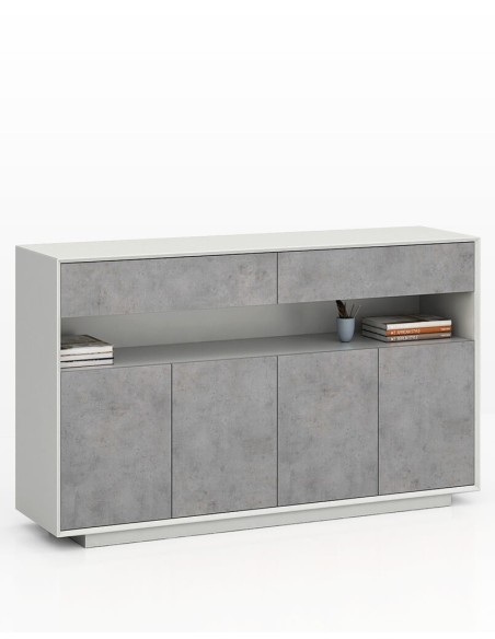Edge Series Credenza White Medium Height Cabinet