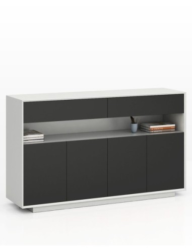 Edge Series Credenza White Medium Height Cabinet