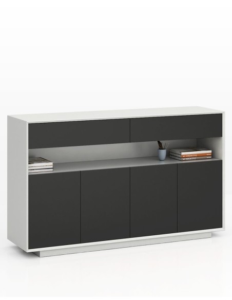 Edge Series Credenza White Medium Height Cabinet
