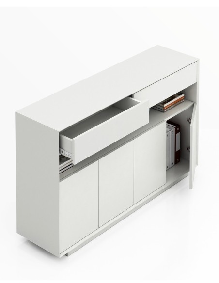 Edge Series Credenza White Medium Height Cabinet