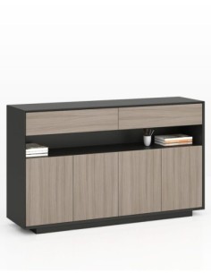 Edge Series Credenza Grey Medium Height Cabinet
