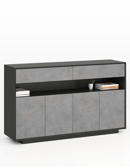 Edge Series Credenza Grey Medium Height Cabinet