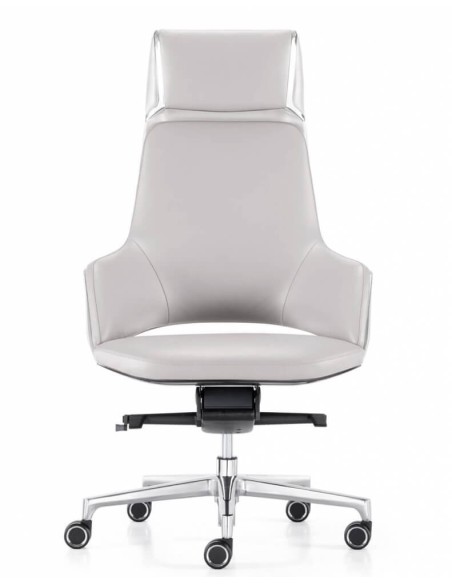 Crown Beige Genuine Leather Executive Chair