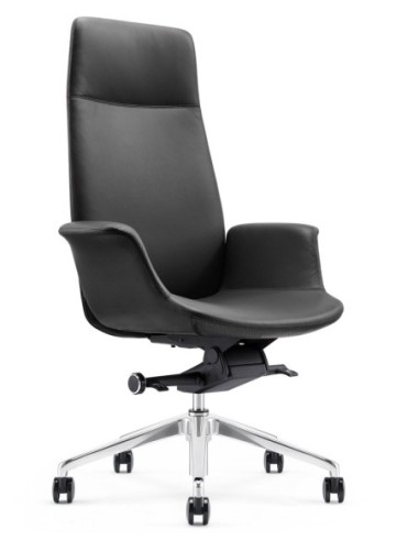 Rossa Leather Black High Back Swivel Chair