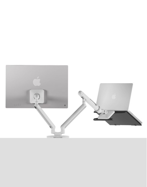 White Saber Dual Arm Monitor Desk Mount Stand