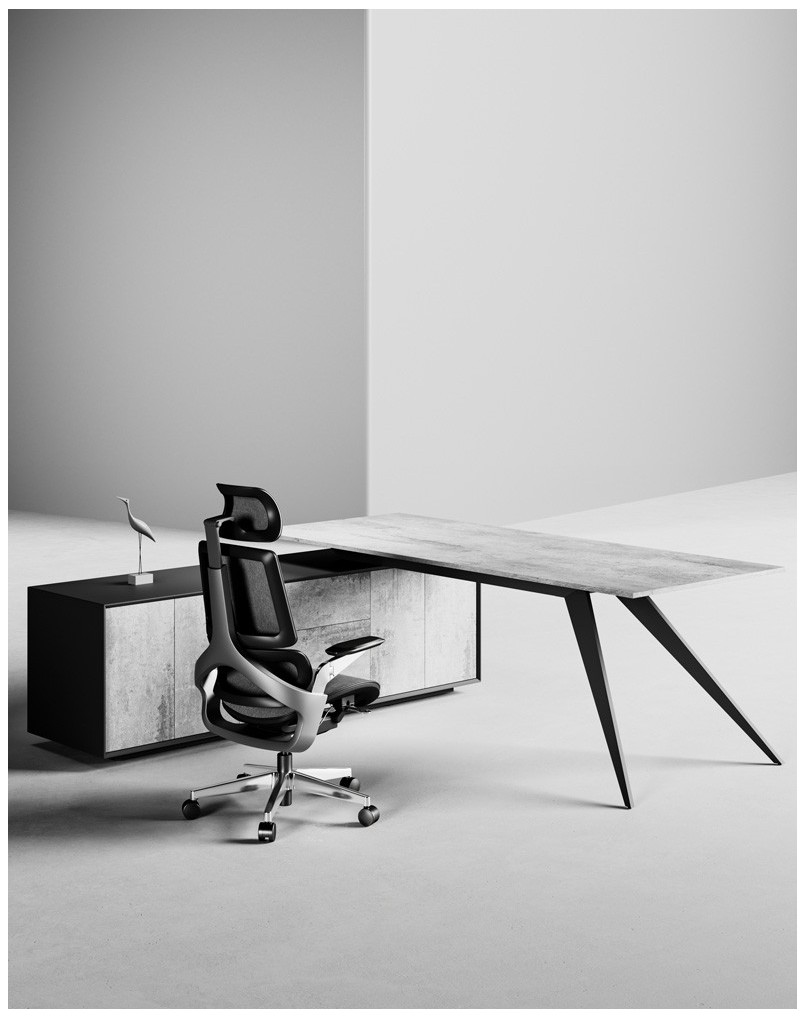 Zenon Black L-Shape Executive Desk