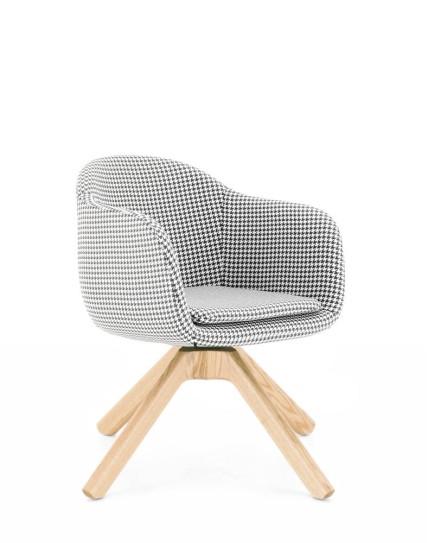 Dakota Houndstooth Wooden Lounge Chair