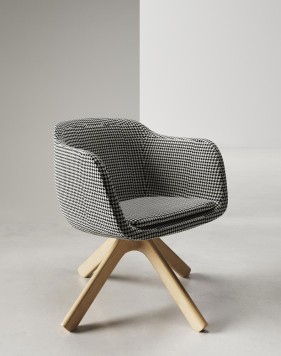 Dakota Houndstooth Wooden Lounge Chair