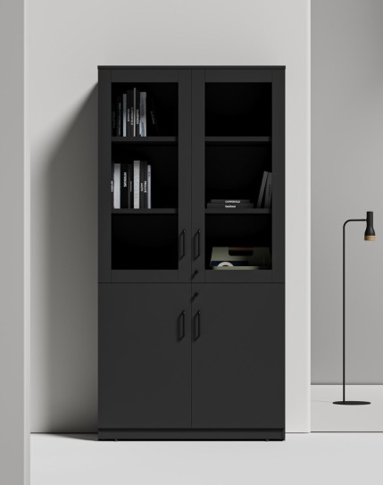 Vetrina Full Height Black Glass Cabinet