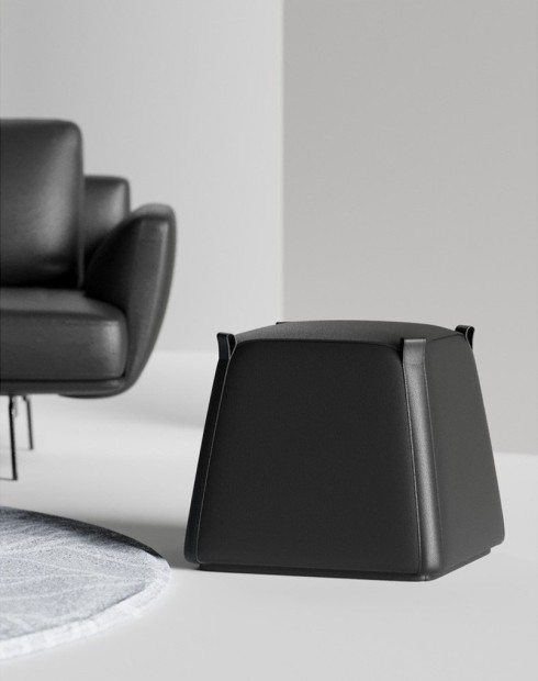Cube Genuine Leather Lounge Stool