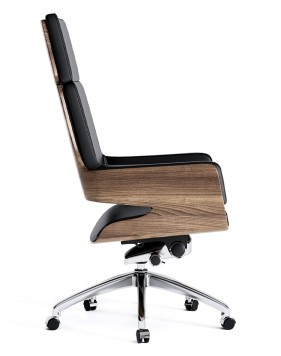 Opera Bentwood Black Genuine Aniline Leather High Back Executive Chair 2