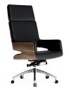 Opera Bentwood Black Genuine Aniline Leather High Back Executive Chair