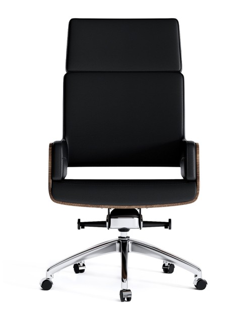 Opera Bentwood Black Genuine Aniline Leather High Back Executive Chair