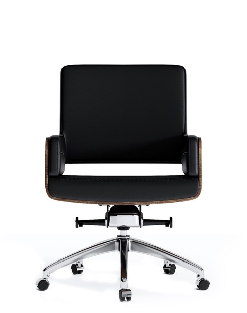 Opera Bentwood Black Genuine Aniline Leather Low Back Executive Chair