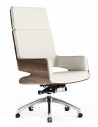 Opera Bentwood White Italian Aniline Leather High Back Executive Chair