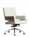 Opera Bentwood White Italian Aniline Leather Low Back Executive Chair