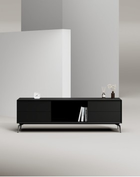 EDGE Mulberry Black Chamfered Low Height Sideboard Cabinet 2