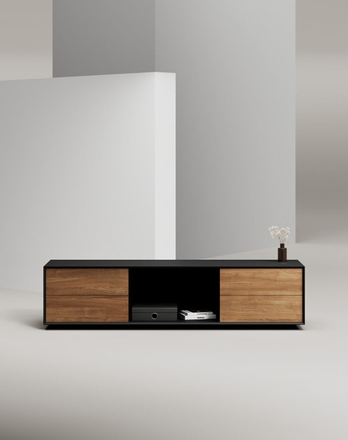 EDGE Mulberry Black Chamfered Low Height Sideboard Cabinet