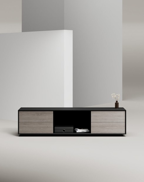 EDGE Mulberry Black Chamfered Low Height Sideboard Cabinet