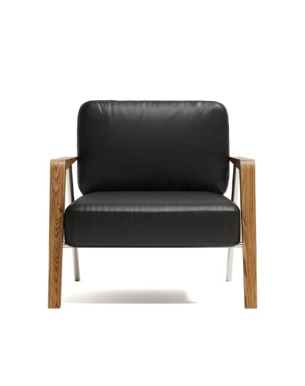 Harper Genuine Leather Wooden Arms Lounge Chair