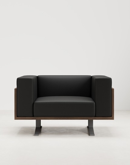 Boston Black Single Seater Aniline Leather Veneer Sofa