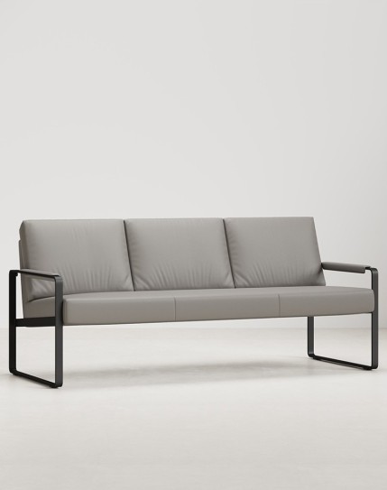 Detroit Three Seater Genuine Leather Arm Chair - Grey