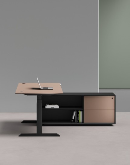 MAX Pro Nova Black Almond Beige Height Adjustable Desk