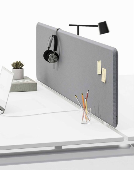 Chamfered Felt Fabric Acoustic Partition - Gray