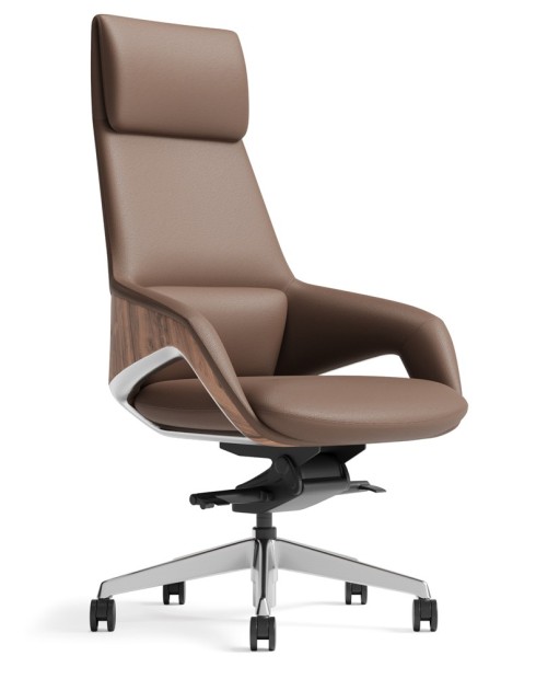Opus Brown Genuine Aniline Leather High Back Executive Chair