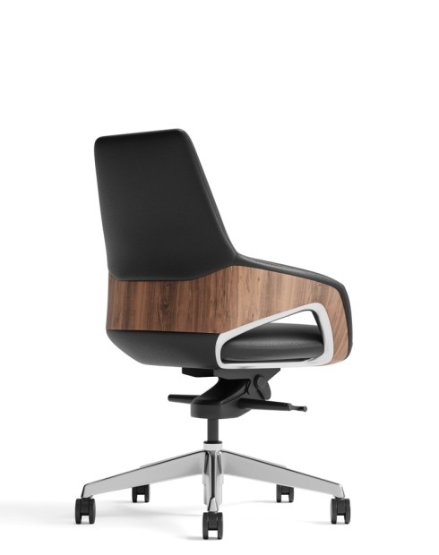 Opus Black Genuine Aniline Leather Low Back Executive Chair