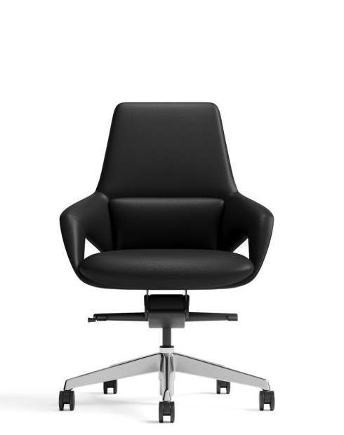 Opus Black Genuine Aniline Leather Low Back Executive Chair