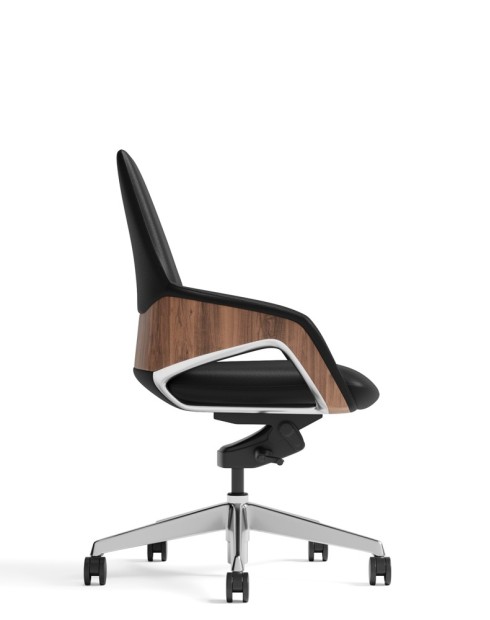 Opus Black Genuine Aniline Leather Low Back Executive Chair