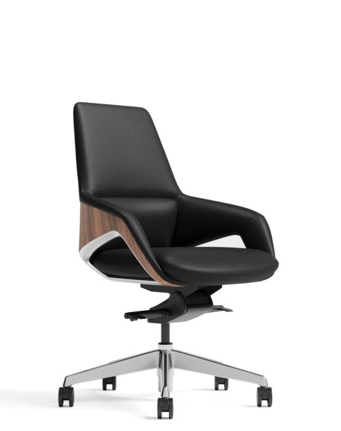 Opus Black Genuine Aniline Leather Low Back Executive Chair