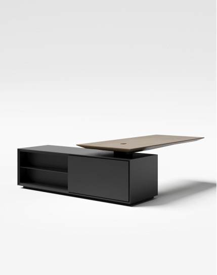 Enigma Veneer L-Shape Atelier Desk - Brown Oak Veneer