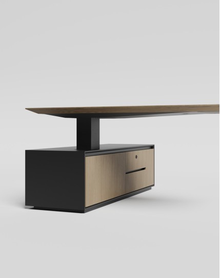 Enigma Veneer L-Shape Atelier Desk - Brown Oak Veneer