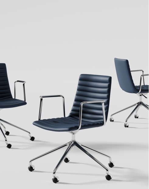 Simon Royal Blue Genuine Leather Designer Chair