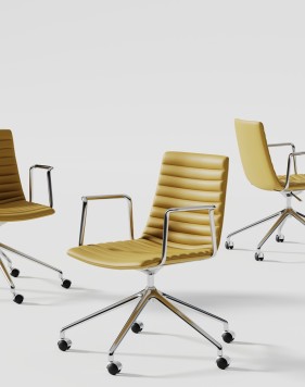 Simon Yellow Genuine Leather Designer Chair 2