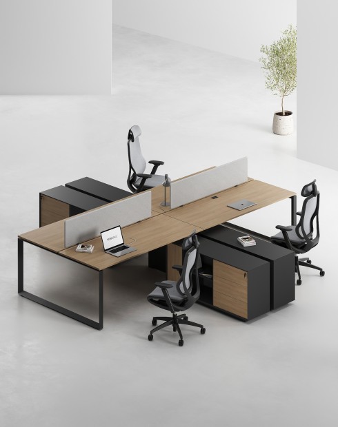 ACE Pro Series Cluster of 4x Workstation with Side Cabinet