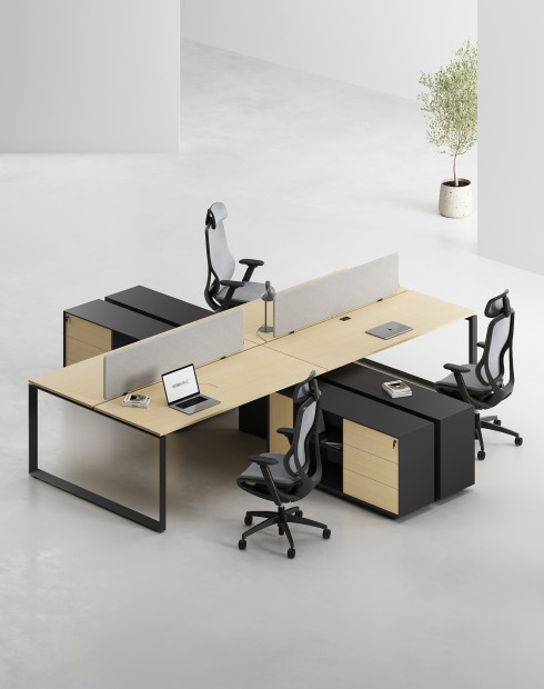 ACE Pro Series Cluster of 4x Workstation with Side Cabinet