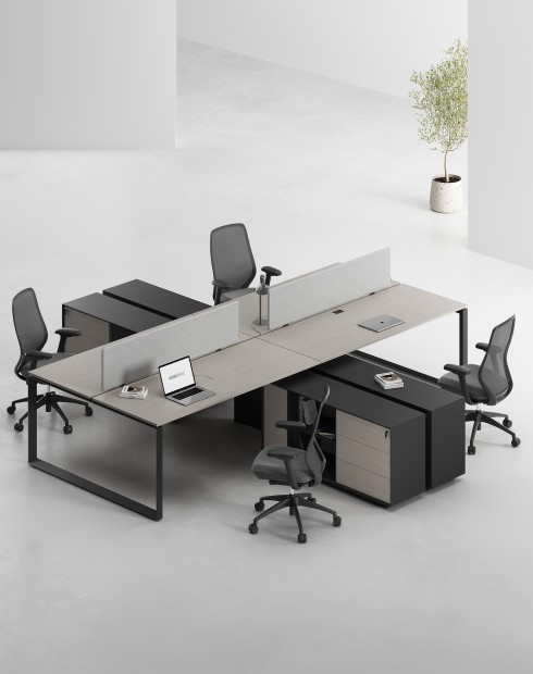 ACE Pro Series Cluster of 4x Workstation with Side Cabinet