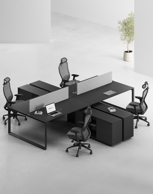 ACE Pro Series Cluster of 4x Workstation with Side Cabinet