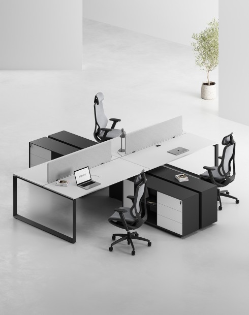 ACE Pro Series Cluster of 4x Workstation with Side Cabinet