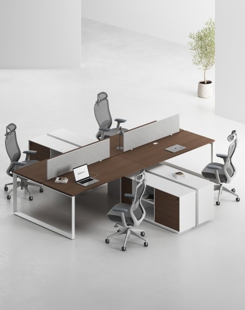 ACE Pro Series Cluster of 4x Workstation with Side Cabinet