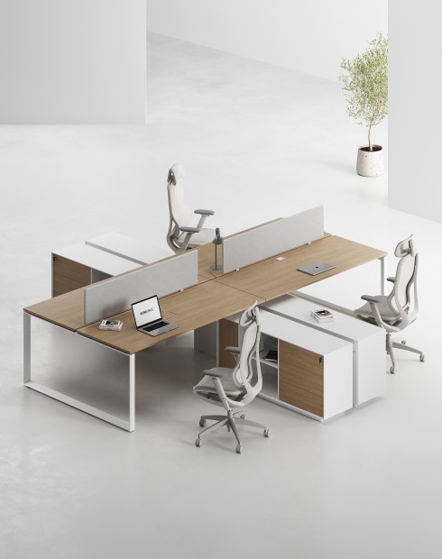 ACE Pro Series Cluster of 4x Workstation with Side Cabinet